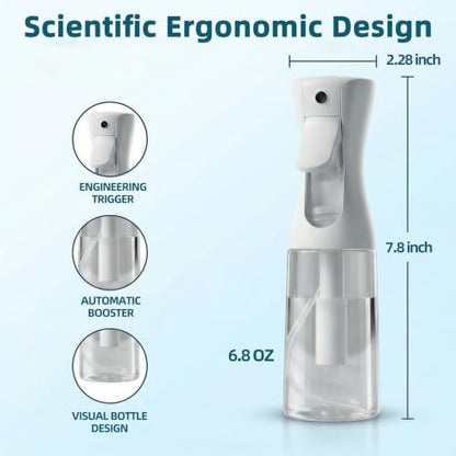 Continuous Spray Bottle 6.8oz / 200ml, Fine Mist Water Spray Bottle for Hair, Plants, Pets, Mister Spray Bottles for Cleaning, Barber, Salons - color: Clear White