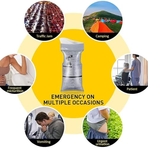 Disposable Emergency Urine Bag, 8PCS Portable Camping Urine Bags for Men, Travel Pee Bags, Traffic Jam Emergency Portable Urine Bag, Vomit Bags, Suitable for Adults, Kids, Patient