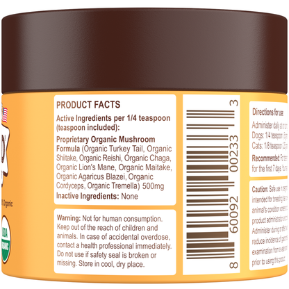 Petsmont Buddy Guard™ Organic Mushroom Powder for Dogs & Cats – Daily Immune Support Supplement with 9 Functional Mushrooms