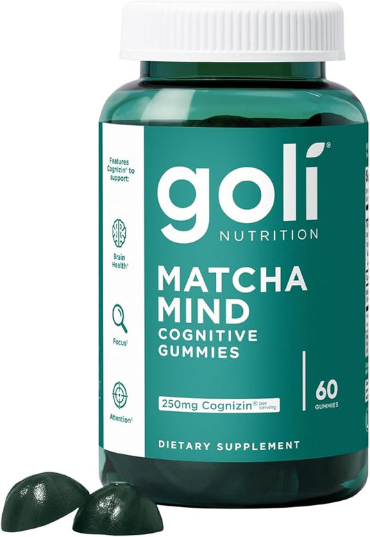 Goli® Matcha Mind Cognitive Gummies – Focus, Mental Clarity & Daily Energy Support, 60 Gummies