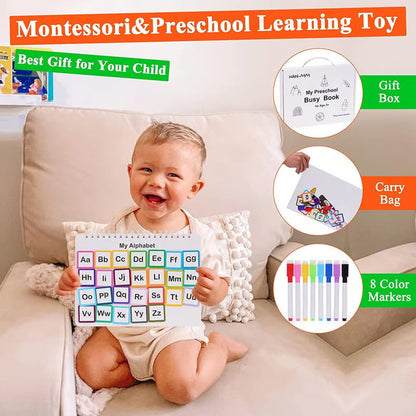 **My Preschool Busy Book – Interactive Learning Activity Book for Toddlers with Alphabet, Numbers, Colors & Shapes**