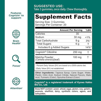 Goli® Matcha Mind Cognitive Gummies – Focus, Mental Clarity & Daily Energy Support, 60 Gummies
