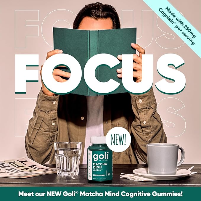 Goli® Matcha Mind Cognitive Gummies – Focus, Mental Clarity & Daily Energy Support, 60 Gummies