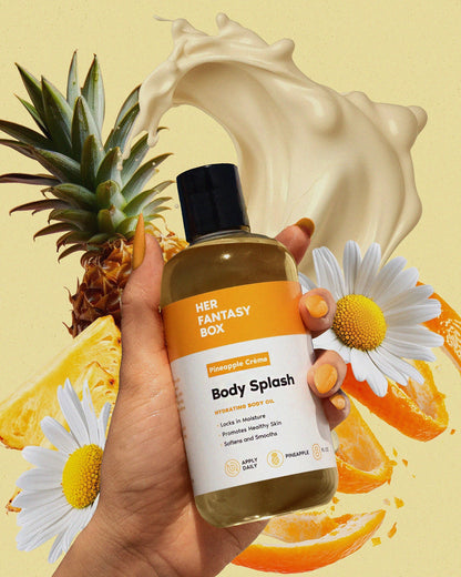 Her Fantasy Box Pineapple Crème Body Splash – Hydrating Skin-Smoothing Body Oil – 8 fl oz