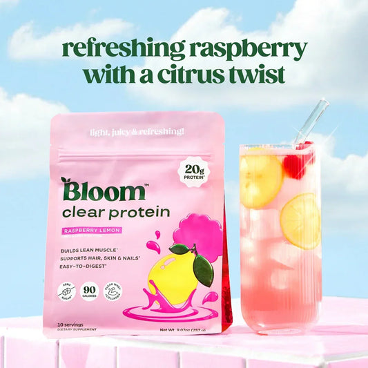 Bloom Nutrition Clear Protein - Clear Whey + Collagen Protein Blend | 20g Protein, 90 Calories, 0g Sugar, Light & uct Refreshing Fruity Drink | Protein for Women