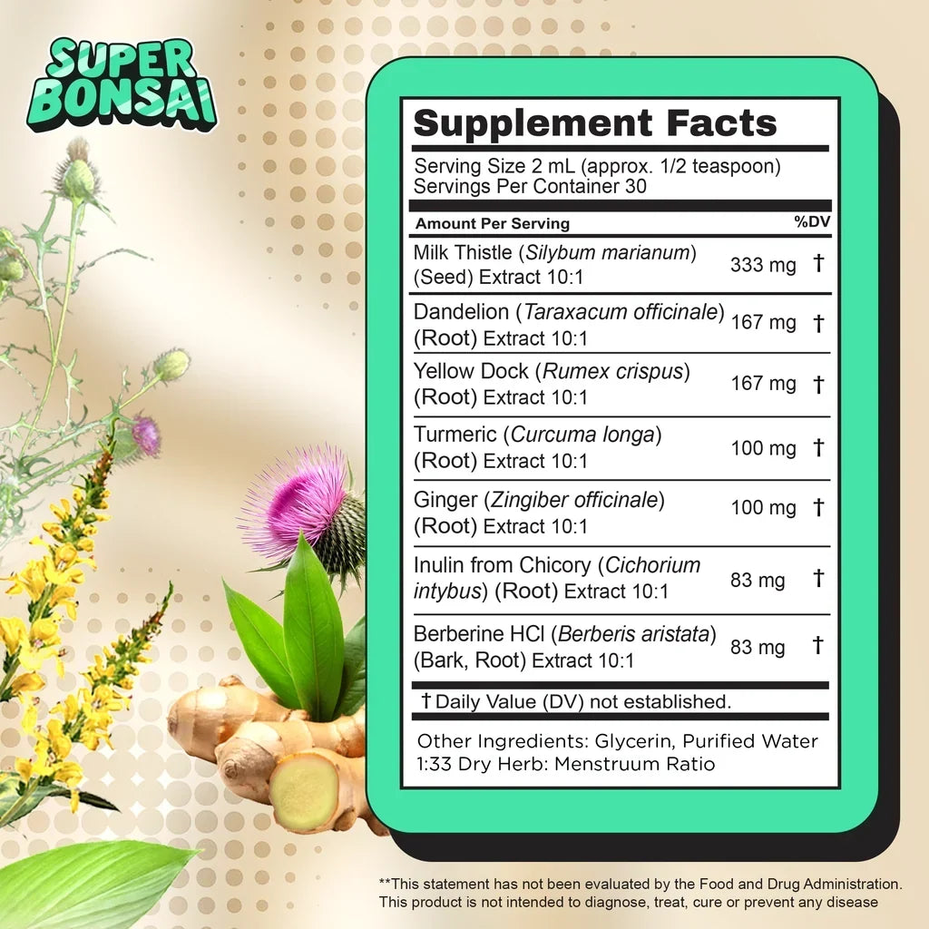 Super Bonsai Super Liver Drops – Herbal Liver Support Liquid Supplement, Daily Detox Formula, 30mL
