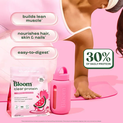 Bloom Nutrition Clear Protein - Clear Whey + Collagen Protein Blend | 20g Protein, 90 Calories, 0g Sugar, Light & uct Refreshing Fruity Drink | Protein for Women