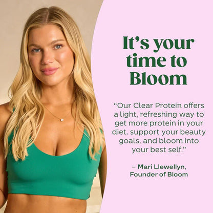 Bloom Nutrition Clear Protein - Clear Whey + Collagen Protein Blend | 20g Protein, 90 Calories, 0g Sugar, Light & uct Refreshing Fruity Drink | Protein for Women