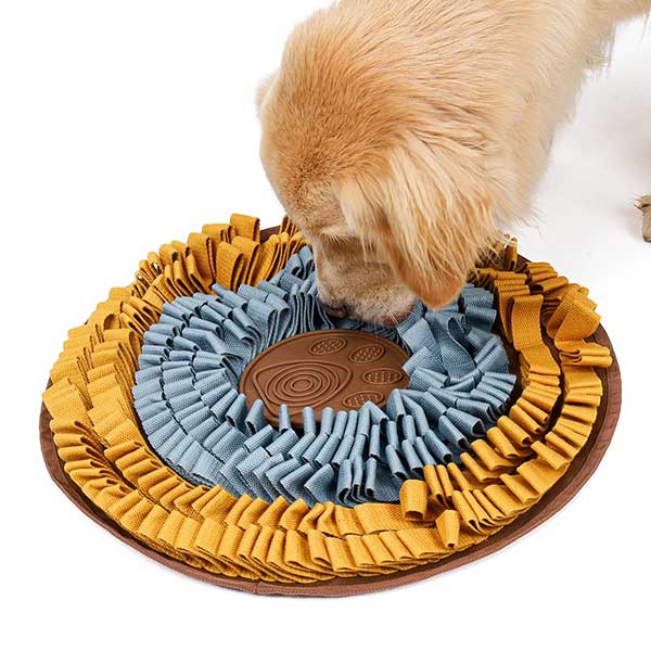 Round Dog Snuffle Mat with Lick Pad – Non-Slip Interactive Feeding & Treat Puzzle Mat for Dogs