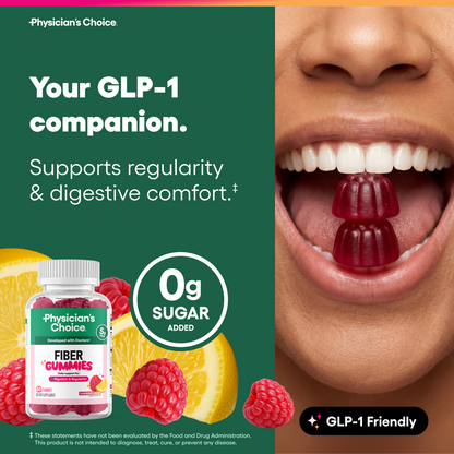 Physician’s Choice Prebiotic Fiber Gummies – 5g Fiber, Raspberry Lemon – 60 Count