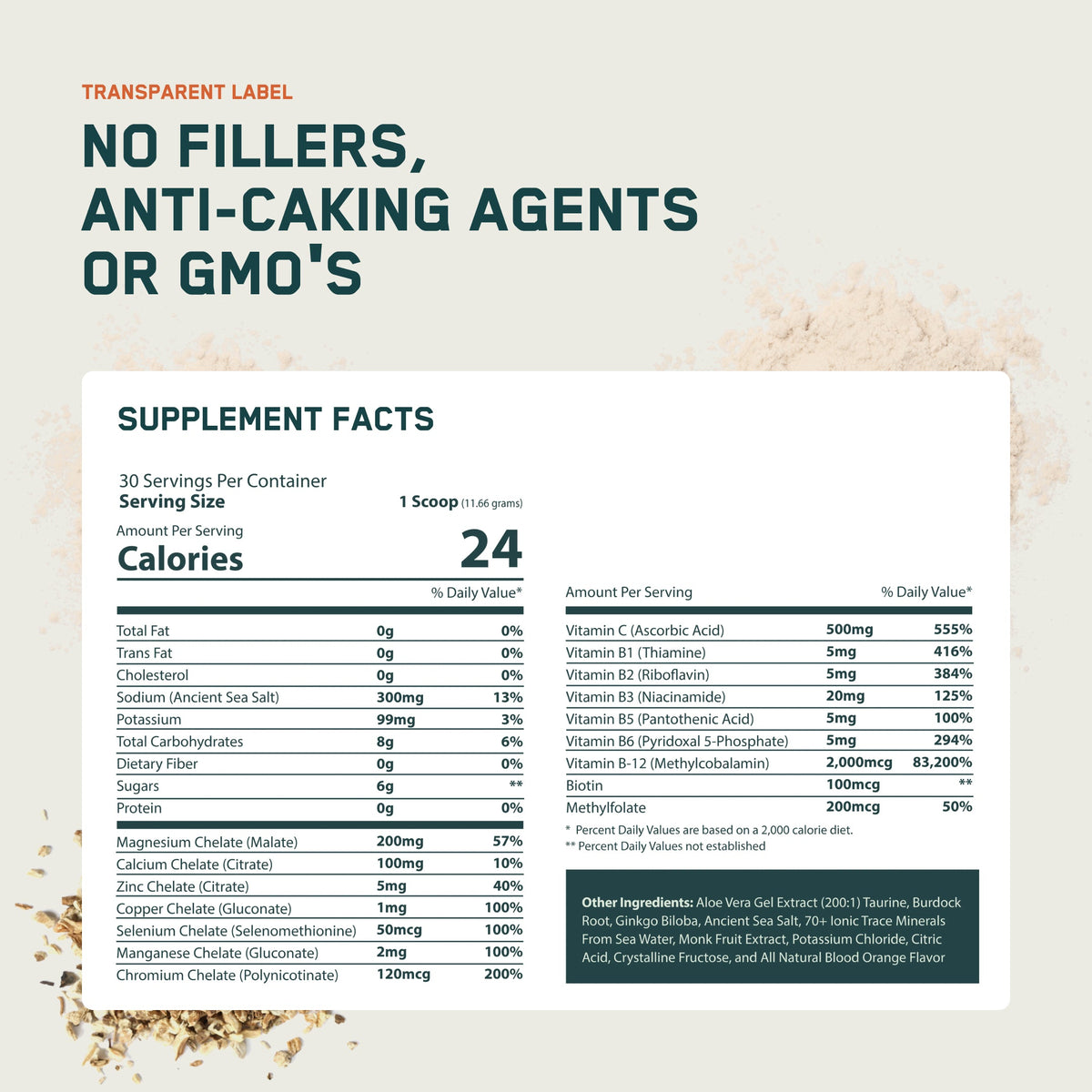 Optimize Minerals Daily Multi-Mineral Powder with Trace Minerals, B Vitamins & Vitamin C – 30 Day Supply