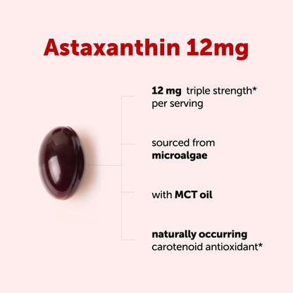 Micro Ingredients Astaxanthin 12mg softgels, tanning pills, Strength Carotenoids Skin Supplement w. 100% Natural Astaxanthin from MicroAlgae