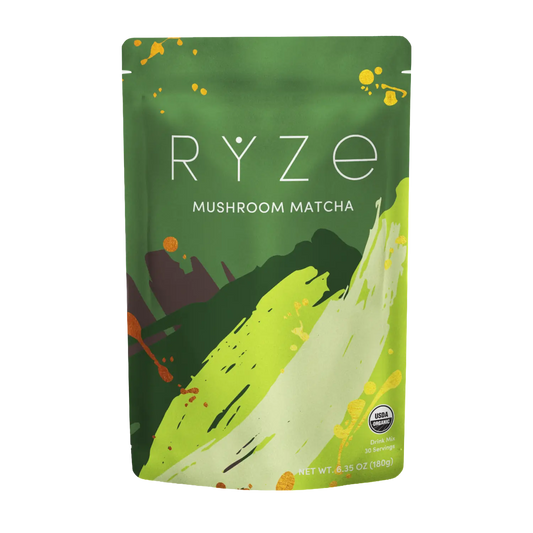 RYZE Mushroom Matcha – Organic Matcha with 6 Functional Mushrooms, 30 Servings