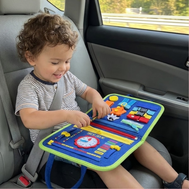 Toddla™ Travel Busy Board for Toddlers – Montessori Sensory Learning Toy for Hands-On Play at Home & On the Go