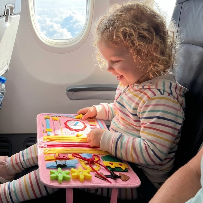 Toddla™ Travel Busy Board for Toddlers – Montessori Sensory Learning Toy for Hands-On Play at Home & On the Go