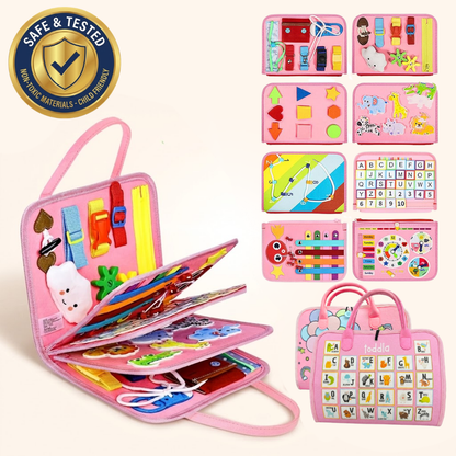 Toddla™ Travel Busy Board for Toddlers – Montessori Sensory Learning Toy for Hands-On Play at Home & On the Go
