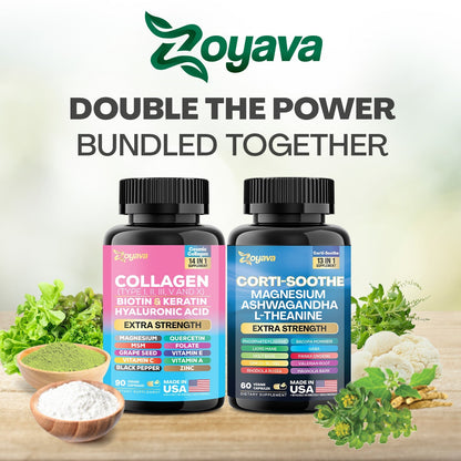 Shining Serenity Set - Corti-Soothe & Cosmic Collagen Bundle: Wellness & Beauty Supplements