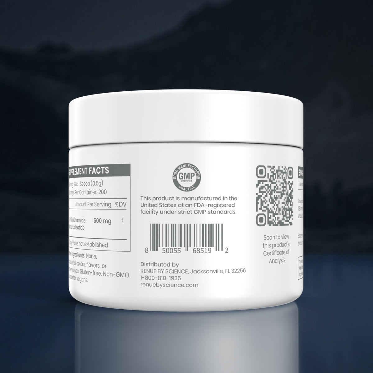 Pure NMN Fast Dissolve Powder – 500mg Per Serving, 100g, 200 Servings