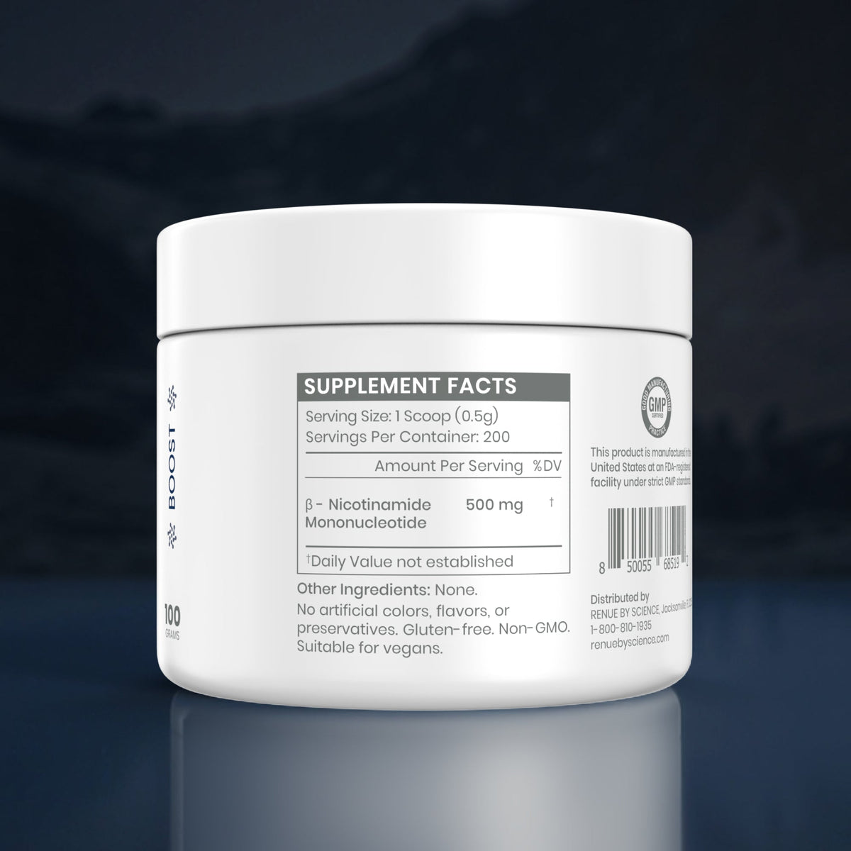 Pure NMN Fast Dissolve Powder – 500mg Per Serving, 100g, 200 Servings