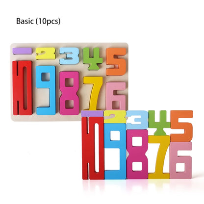 20PCS Digital Building Blocks – Colorful Wooden Number Stacking Toy, Montessori Math Learning Set