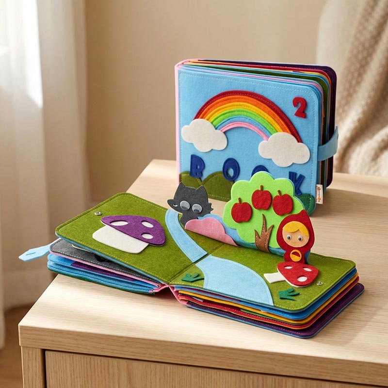 Montessori Busy Book for Toddlers – Interactive Soft Felt Activity Book for Early Learning & Fine Motor Skills