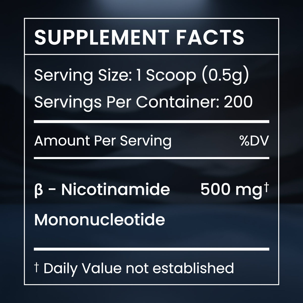 Pure NMN Fast Dissolve Powder – 500mg Per Serving, 100g, 200 Servings