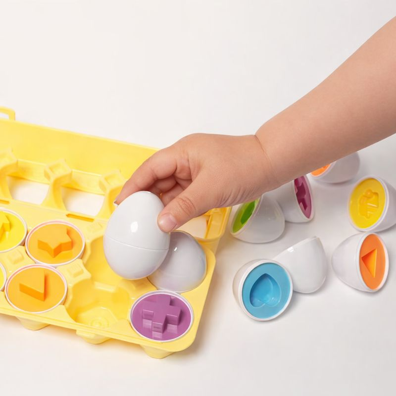Montessori Geometric Egg Matching Toy – Early Learning Puzzle for Colors, Shapes & Fine Motor Skills