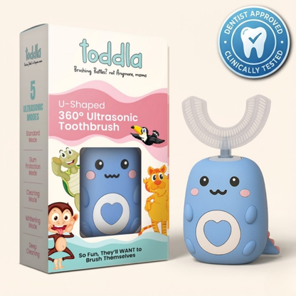 Toddla™ Kids U-Shaped 360° Toothbrush – Soft Silicone Automatic Toothbrush for Toddlers & Children