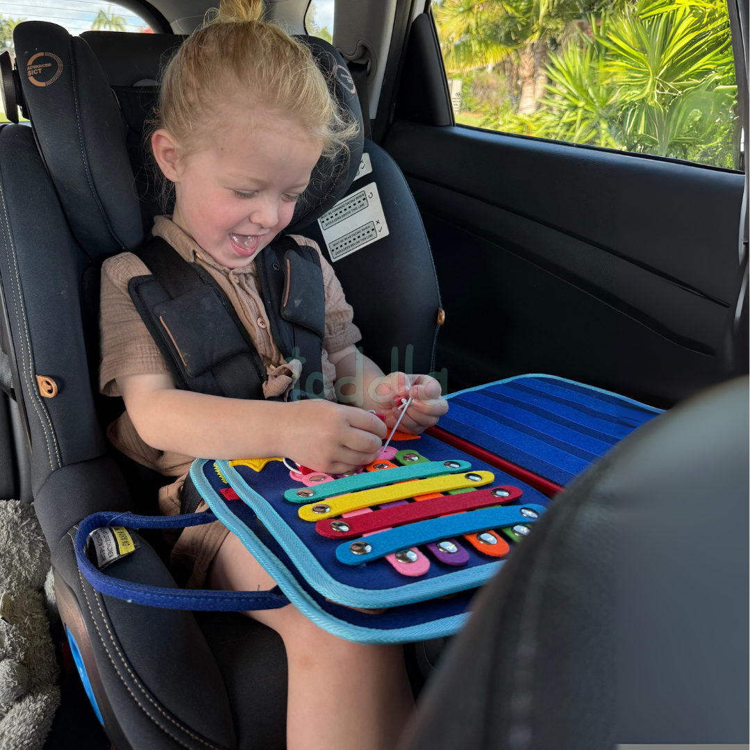 Toddla™ Montessori Busy Board for Toddlers – Portable Sensory Activity Board for Fine Motor Skills & Early Learning
