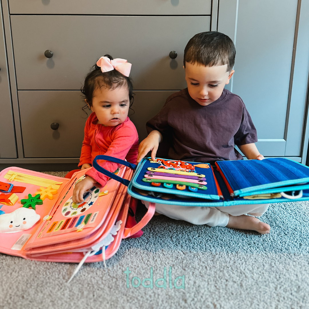 Toddla™ Travel Busy Board for Toddlers – Montessori Sensory Learning Toy for Hands-On Play at Home & On the Go