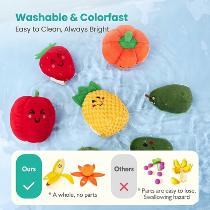 Montessori Sensory Fruit & Vegetable Sorting Toy – Plush Early Learning Set for Babies & Toddlers