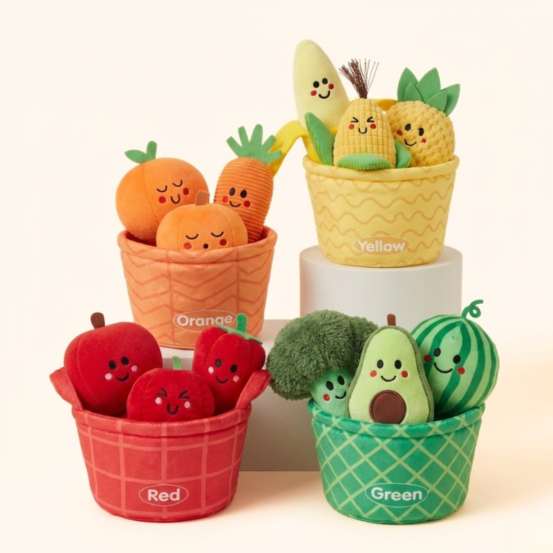 Montessori Sensory Fruit & Vegetable Sorting Toy – Plush Early Learning Set for Babies & Toddlers