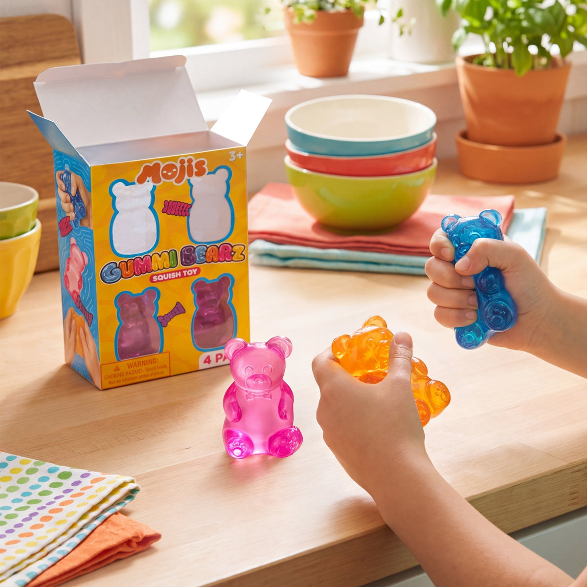 Mojis Gummi Bearz Squishy 4-Pack – Soft & Stretchy Gummy Bear Fidget Toys for Stress Relief