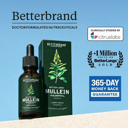 BetterLungs Mullein + Chlorophyll Drops – Alcohol-Free Herbal Tincture, 60ml, 30-Day Supply