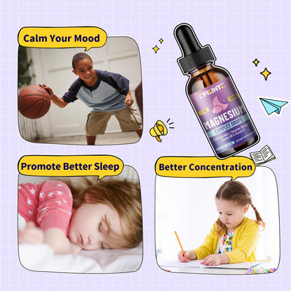 CFILIHTC Kids Magnesium Liquid Drops with L-Theanine & Omega-3 – Sleep, Calm & Brain Support (2 oz)