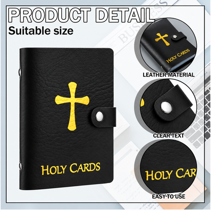 H Holly Lines Prayer Card Holder Faux Leather Holy Card Organizer for Religio. 1pc