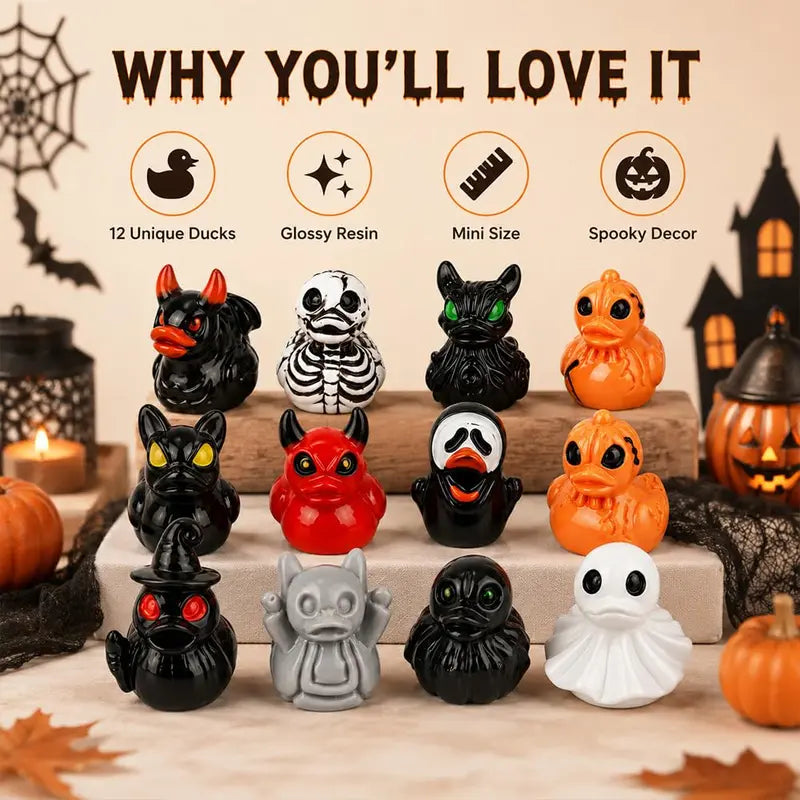 Halloween Resin Duck Figurines 50/100pcs Mini Spooky
