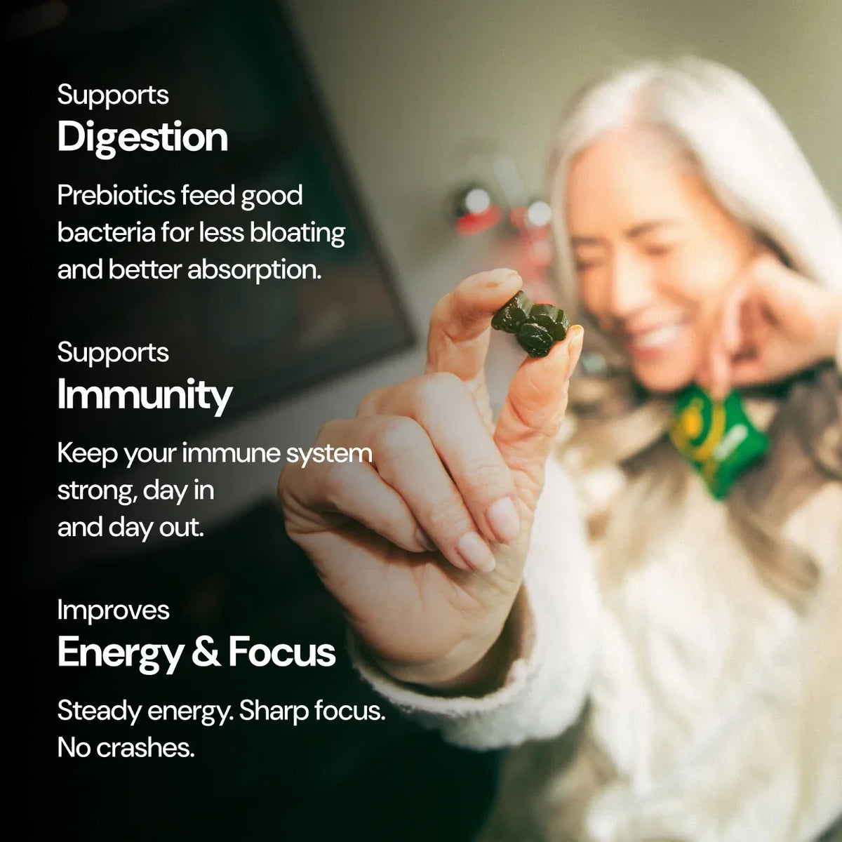 Grüns Superfood Greens Gummies – 60+ Nutrients for Daily Wellness, Gut Health & Energy, 28 Daily Packs