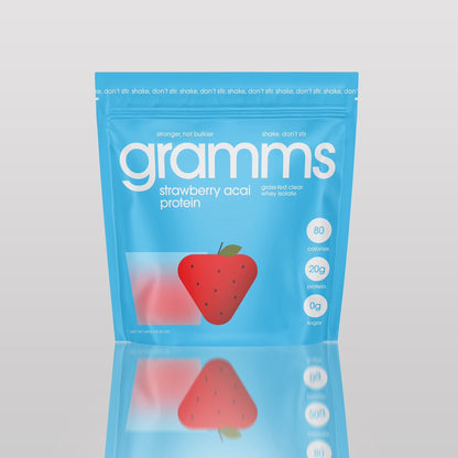 gramms Strawberry Acai Clear Whey Protein Isolate – 20g Protein, 80 Calories, Zero Sugar