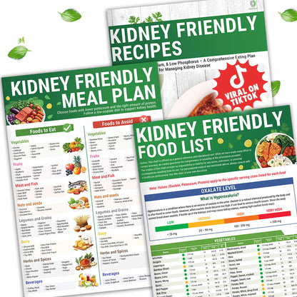 HAMIEW Set 3 Kidney Friendly Food List Chart – Renal Diet Meal Plan & Kidney Recipe Guide