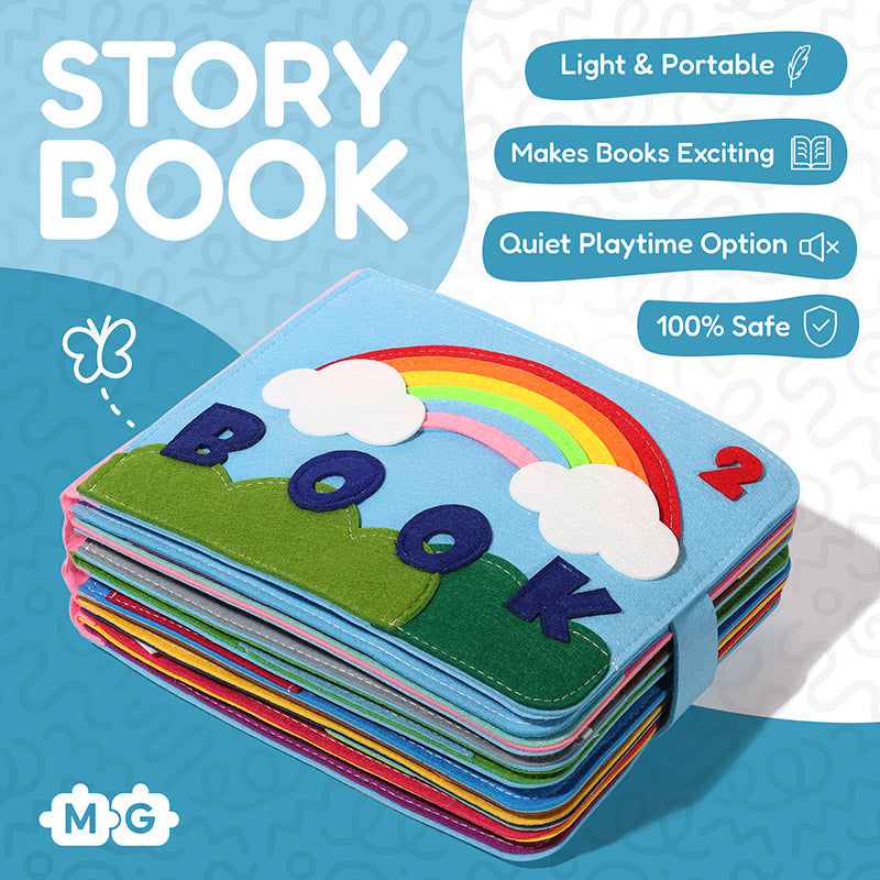 Montessori Busy Book for Toddlers – Interactive Soft Felt Activity Book for Early Learning & Fine Motor Skills