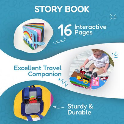 Montessori Busy Book for Toddlers – Interactive Soft Felt Activity Book for Early Learning & Fine Motor Skills