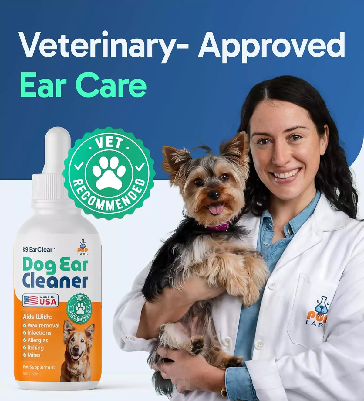 Natural Dog Ear Cleaning Drops – Gentle Earwax Removal & Daily Ear Care for Dogs
