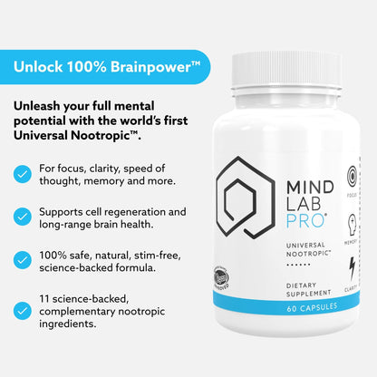 Mind Lab Pro Universal Nootropic Brain Booster – 60 Capsules | Plant-Based, Focus & Memory