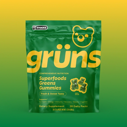 Grüns Superfood Greens Gummies – 60+ Nutrients for Daily Wellness, Gut Health & Energy, 28 Daily Packs
