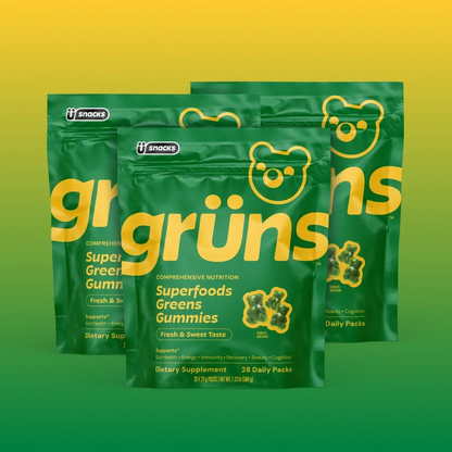 Grüns Superfood Greens Gummies – 60+ Nutrients for Daily Wellness, Gut Health & Energy, 28 Daily Packs