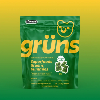 Grüns Superfood Greens Gummies – 60+ Nutrients for Daily Wellness, Gut Health & Energy, 28 Daily Packs