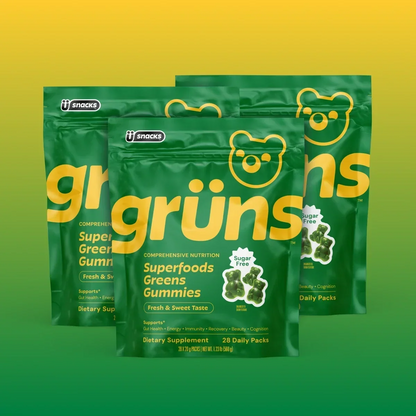 Grüns Superfood Greens Gummies – 60+ Nutrients for Daily Wellness, Gut Health & Energy, 28 Daily Packs