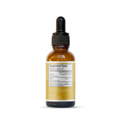 Bella All Natural Vitamin D3 K2 Drops – Organic MCT Oil Liquid Supplement, 50mL