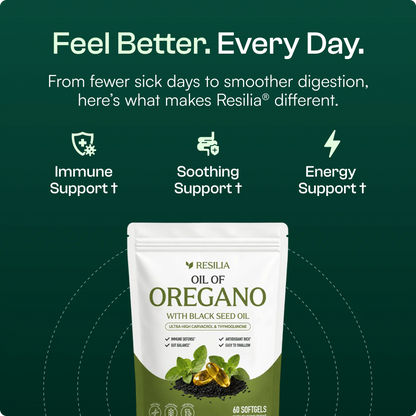 Resilia® Oil of Oregano 6000mg with Black Seed Oil – Immune & Digestive Support, 60 Softgels